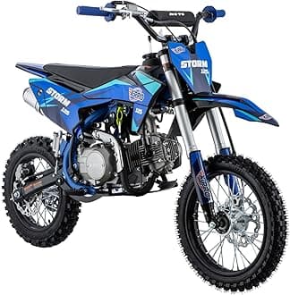 Storm 125cc Zongshen Brand Engine Dirt Bike with 4-Speed Semi-Automatic Transmission, Kick Start, Big 14"/12" Tires! (Blue)