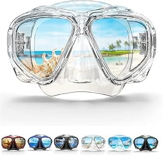 Copozz Adult Scuba Mask, Dive Mask Anti Fog Snorkeling Scuba Diving Glasses, Great Seal Free Diving Tempered Glass Mask Goggles