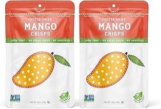 Nature’s Turn Freeze-Dried Mango Crisps – Healthy, Gluten-Free, Crispy & Delicious, Plant-Based Snack, Ideal for Cereal, Smoothies, School Lunches, & On-the-Go, Bags of 2 (1.2 oz Each)