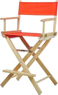 24" Director's Chair Natural Frame with Orange Canvas, Counter Height