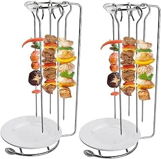 Stainless Steel Kebab Rack Hanging Rack Upright BBQ Skewers Stand Reusable Sticks for Grilling Meat and BBQ, Suitable for Outdoor Cooking