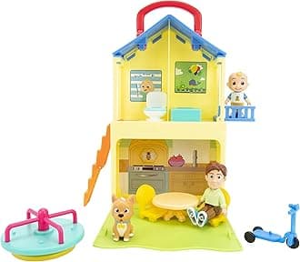 Deluxe Pop n' Play House - Transforming Playset - Features JJ, JJ’s Dad, Bingo The Puppy, and Home Accessories – Toys for Kids, Toddlers, and Preschoolers