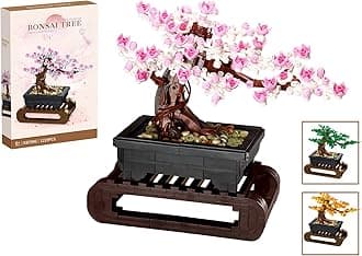 Cherry Blossom Tree Building Sets,Le-go Bonsai Tree Sets for Adults,3 in 1 Botanical Collection DIY Plant,Gift for Home Decor and Office Art