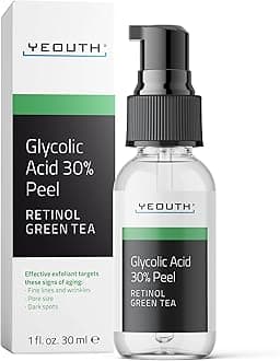 YEOUTH Glycolic Acid Peel for Face, At Home Chemical Exfoliator AHA 30% Glycolic Acid Face Peel with Retinol, Designed to Refresh and Smooth the Appearance of Skin 1oz