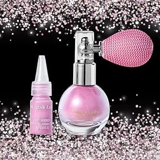Magisk Lady Pink Body Glitter Spray, Body Shimmer Powder Travel Size, Body and Hair Glitter for Kids, Face Glitter Highlighter, Glitte Body Spray for Party Festival Halloween, Rave Hairspray Outfit