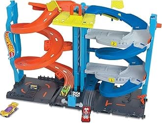 City Racetrack, Transforming Race Tower, 2-in-1 Tower Mode or Race Mode for Single or Dual Racing, Includes 1 Toy Car in 1:64 Scale, Toys for Ages 3 and Up, One Pack, HKX43