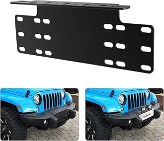 90044B Universal License Heavy Duty Steel Front Plate Mounting Bracket Holder for Off-Road LED Work Lamps Lighting Bars, 2 Years Warranty, Black