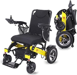WX14 Electric Wheelchair for Adults - 25 Miles Long Range w/Dual Airline Approved Battery - Foldable Motorized Wheelchair- All Terrain Foldable Portable Power Wheelchair for Seniors (Yellow)