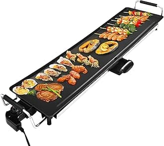 AEWHALE - Extra Large Non-Stick Electric Grill, 35 Inch Teppanyaki Grill with Adjustable Temperature and Insulated Handles for Indoor and Outdoor