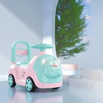 Cockatoo-Kids Baby Bunny Swing Car for Kids Ride-On Magic Car with LED Lights & Music Push & Glide Toy for Toddlers with Backrest Seat & Big Wheel Push Car for Ages 1-3 Pink & Sea Green Up to 25 Kg