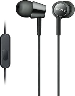 MDREX155AP in-Ear Earbud Headphones/Headset with mic for Phone Call, Black (MDR-EX155AP/B)