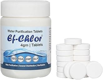 Ef-Chlor 4g Water Purification Tablets | Purifies 1000L Per Tablet | 20 Tablets Jar for 20000L | General Disinfection & Sterilization | Overhead & Underground Tank Water Treatment