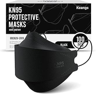 Keangs KN95 Face Masks 100 Pack, Breathable Protective Disposable Mask For for Adults And Teens, Black