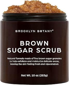 Brooklyn Botany Brown Sugar Body Scrub - Great as Face Scrub & Exfoliating Body Scrub for Cellulite Removal, Stretch Marks, Foot Scrub, Great Gift For Her - 10 oz