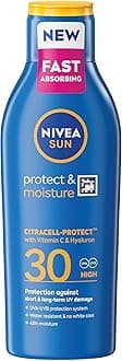Protect & Moisture Sun Lotion SPF 30 (200 ml), Suncream with Vitamin C and Hyaluron, Provides 48H Moisture & Immediate UVA & UVB Protection, Fast-Absorbing No White Cast Formula