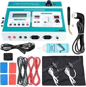 - Physiogears 5 In 1 IFT MS Tens Ultrasonic Deep Heat Physiotherapy Machine Electrotherapy Combo Physiotherapy Machine with one Year Warranty For all Pain Relief Device (Electrode Pad)