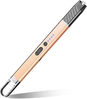 RONXS Lighter Electric Lighter Windproof Flameless Arc Type C Candle Lighters Plasma Rechargeable Lighters with Hanging Hook for Candle BBQ Camping(Champagne)