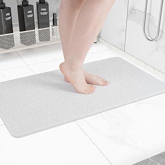 Hargiis Non-Slip Bathtub Mat, Anti Slip Shower Mat, Fast Drying Bathtub Mats, Foot Scrubber Mat, Anti Slip Mat for Tub, Floor, Bathroom, Kitchen, Home, Hotel (White 32"×17")