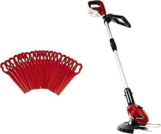 Einhell GE-CT 18 Li Solo Power X-Change 18 V Cordless Lithium Grass Trimmer with 20 cm Cutting Width (240 mm Cutting Circuit, 20 Plastic Blades) - Red with Extra Trimmer Blade