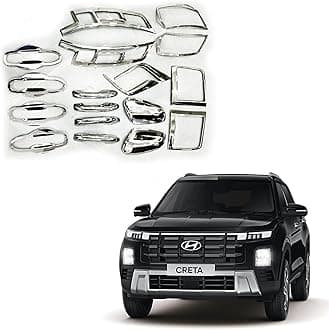 CAR SAAZ Exterior Chrome Accessories Combo Kit Compatible with Creta Type 4(2024-Present) Set of 18PCS