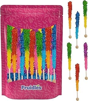 Fruidles Multicolored Rocksicles Lollipops Suckers, Color and Flavor Assortment, Unwrapped Rock Candy (12-Pack)