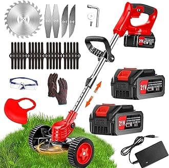 Cordless Grass Cutter Machine for Garden, 24V Brush Cutter Machine with 2 Batteries, Ideal Grass Cutter for Home Garden Use | Grass Cutting Machine Electric