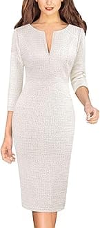 VFSHOW Womens Slim Zipper Up Work Business Office Party Bodycon Pencil Sheath Dress