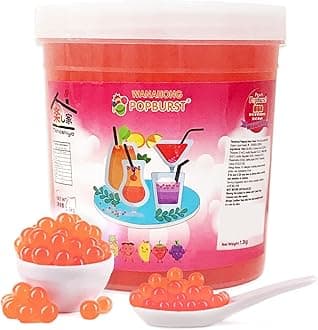 WaNaHong Popping Boba Pearl 1.3 KG Dessert Toppings, Prosecco and Cocktails (Peach)