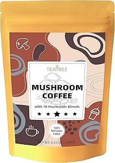 Mushroom Coffee, 10 Mushrooms (Lion's Mane, Reishi, Chaga, Cordyceps, Turkey Tail & Other) Mix with Arabica Instant, Energy, Focus, and Immune Boosting Coffee