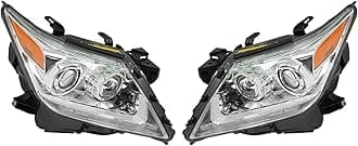 Front Headlight Assembly for 2013-2015Lexus LX570 w/O AFS Model, Left Driver+Right Passenger Side Replacement Xenon Headlamp Chrome Housing w/LED DRL, Front Head Light Lamp Clear Lens