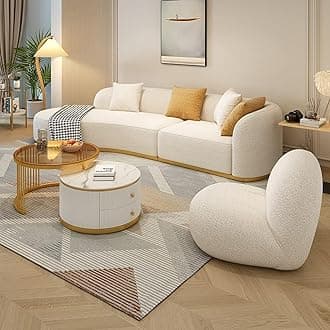 Maple Home Decoration Lamb Fleece Sofa Set modern Nordic Style Sofa Living Room Cafe Hotel Shop Home Furniture (Both Side Arm Rest 180cm For 2 Seat)