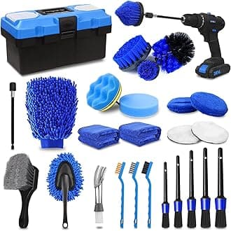 TTRCB 27Pcs Car Detailing Kit, Car Cleaning Kit, Car Detailing Brush Set, Drill Brush Set, Car Detailing Brushes, Car Wash Kit, Car Accessories, Car Cleaning Supplies for Interior, Exterior, Wheels