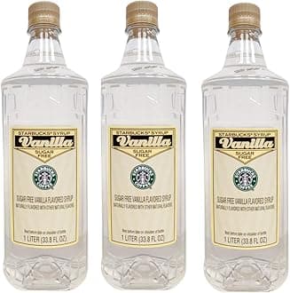 Starbucks Authentic Flavoring Syrup for Coffee and Tea, (Sugar-Free Vanilla, 3-Bottle Pack)