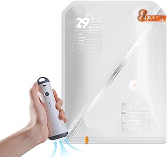 Vacuum Storage Bags for Clothing Travel, 8 Pack 29" Vacuum Seal Bags with Wireless Charging Pump Compression Packing for Clothes Suitcase Luggage Travel