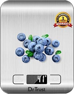 Dr Trust USA Stainless Steel Electronic Kitchen Digital Scale Weighing Machine For Health, Fitness, Diet, Nutrition, Cooking and Home Baking with Touch Button, Tare Function (5 Kg)-529