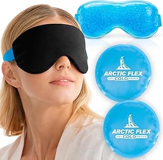 Arctic Flex Cold Eye Mask - Gel Ice Pack For Cool Sleeping, Dry Night Treatment - Reusable Hot Spa Therapy For Sleep, Skin Puffiness, Migraine, Soothing Headache - Soft Cooling Heating Compress Cover