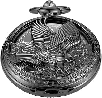 Vintage Mechanical Men's Pocket Watch, Roman Dial Clock Hand Wind Pocket Watch for Men with FOB Chain Gift