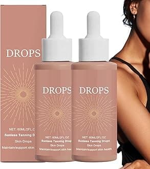 Zeria Sunless Tanning Drops To Drink, Drinkable Sunless Tanning Drops, Natural Sunless Self Tanner for Radiant Skin Tone, To Naturally Boost Melanin, Without The Sun Damage (2PC)