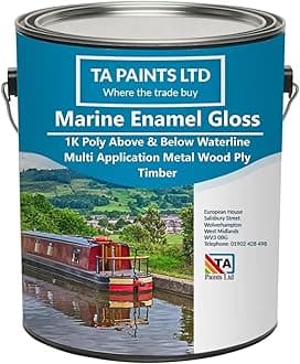 T A Paints Ltd Marine Boat & Barge Paint Multi Purpose Marine Gloss Paint Wood Metal Above Below Waterline Cruisers Canal Barge Narrow Boats (1 Litre, RAL 7024, Grey)