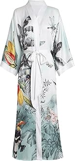 Aensso Long Soft Lightweight Silky Kimonos Robes for Women, Luxury Japanese Floral Womens Kimono Robe
