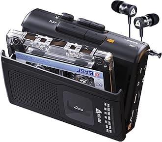 KLIM K8 Cassette Tape Player Portable - Cassette Recorder - New Version - AM/FM Player - Built-in Microphone & Speaker - Headphone Jack & Earphones