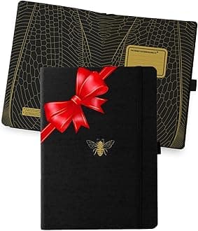 Dingbats* Notebooks - Pro Dotted Large Notebook, Black Bee, B5 - Hardcover -160gsm Ink-Proof Paper - Includes Pocket, Elastic Closure & Bookmark