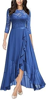 Women's Elegant Floral Lace Ruffle Bridesmaid Maxi Dress