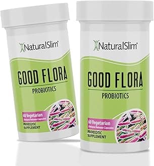 NaturalSlim Good Flora, Probiotics for Women & Men - Gut Health Supplements with 7 Powerful Strains for De-Bloating & Vitality - Probiotics for Digestive Health, 60 Vegetarian Capsules, 2 Pack