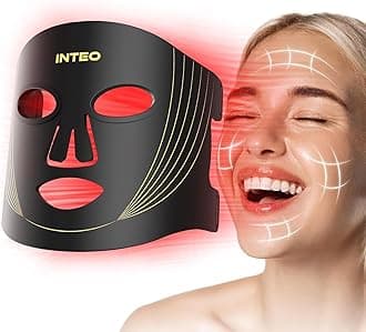 INTEO Red Light Therapy for Face, 3 Modes Portable Led Face Mask Light Therapy with Remote, Near-infrared 850 Red Light Mask with Timing Function, Led Light Therapy At Home 180 LED Beads