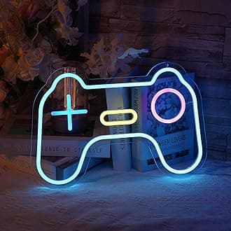 YALLOVE Gamer Neon Sign for Gaming Room Decor, Gamepad Shaped LED Light for Wall Decor, Dimmable USB Powered Neon Gamer Gifts for Men, Teens, Boys, Kids （16 X 10.5 inches）