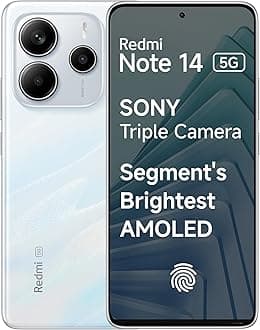 Redmi Note 14 5G (Mystique White, 6GB RAM 128GB Storage) | Global Debut MTK Dimensity 7025 Ultra | 2100 nits Segment Brightest 120Hz AMOLED | 50MP Sony LYT 600 OIS+EIS Triple Camera