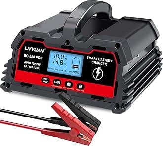 LVYUAN 12V/24V Car Battery Charger with Trickle Charger Automotive Smart Battery Charger, Smart Battery Maintainer, 5A/10A/20A for Car Truck LiFePO4 Lithium and Lead Acid Batteries