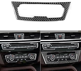 Real 3K Black Carbon Fiber Car Central Console Air Conditioning Temperature Control Panel Trim Sticker Auto Interior Accessories Compatible with BMW X1 F48 F49 2016-2022/X2 F39 2018-2022