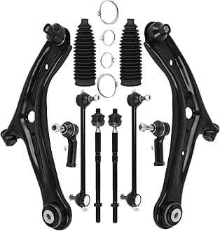 SCITOO 10-PC SET Suspension Kit for 2011-2018 for Ford Fiesta Front Lower Control Arm and Ball Joint Sway Bar End Link Inner Outer Tie Rod End w/Boot